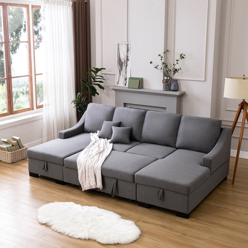 Upholstery Sleeper Sectional Sofa with Storage Chaise