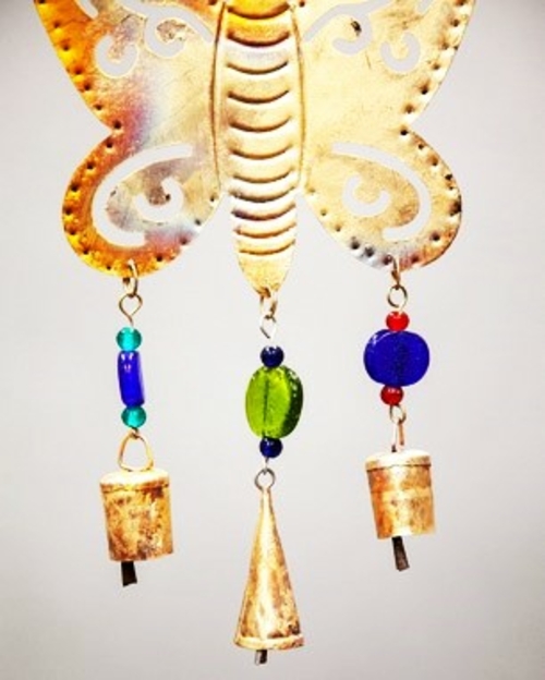 Butterfly Chime With Bells and Glass Beads for Wall Decor