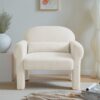 Modern Boucle Accent Chair with Lumbar Pillow for Living Room