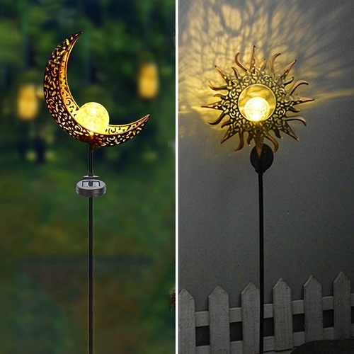 SolarEra Garden Stake Solar Lights Outdoor Sun Decor Crackle Glass