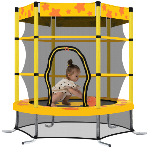 55-Inch Kids Trampoline with Safety Net and Water Sprinkler