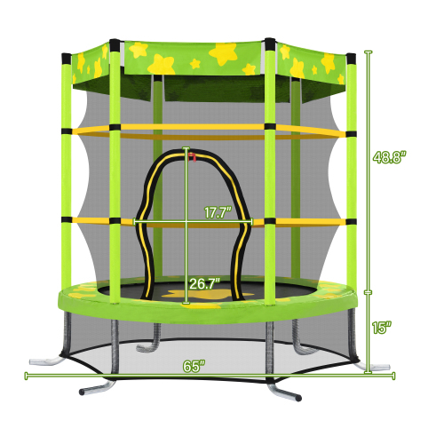 55-Inch Kids Trampoline with Safety Net and Water Sprinkler