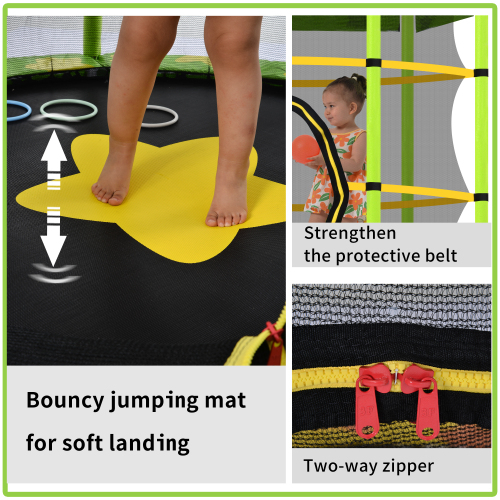 55-Inch Kids Trampoline with Safety Net and Water Sprinkler