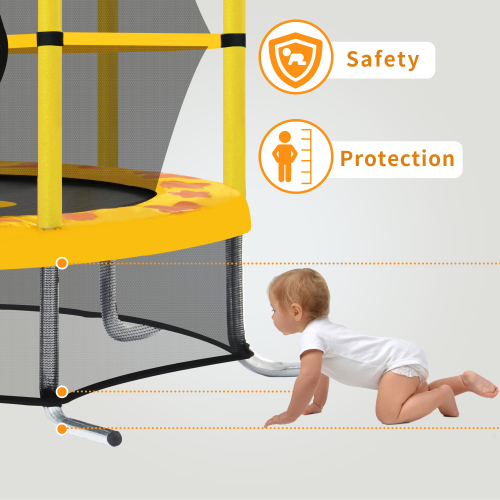 55-Inch Kids Trampoline with Safety Net and Water Sprinkler