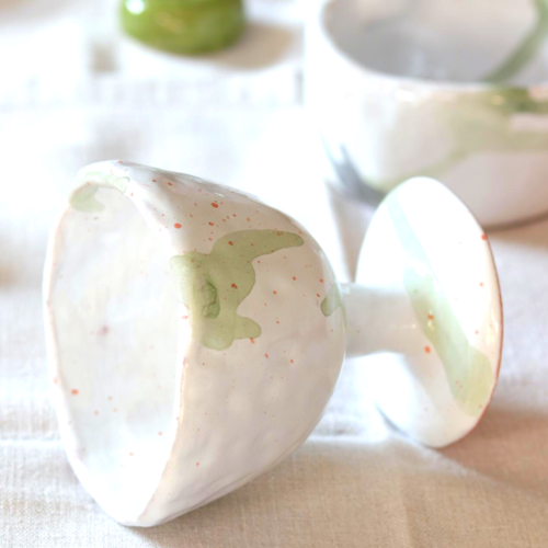 Ceramic Handmade Water Goblet with Watercolour Finish
