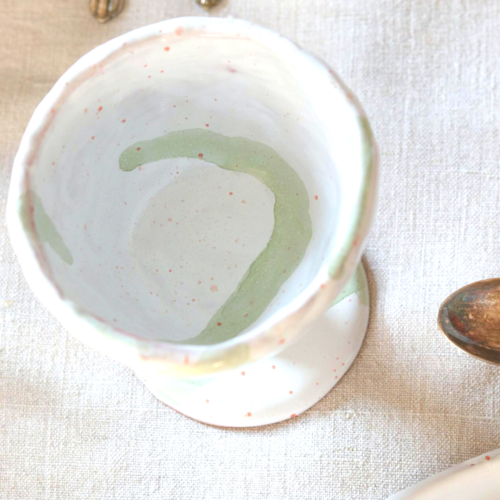 Ceramic Handmade Water Goblet with Watercolour Finish