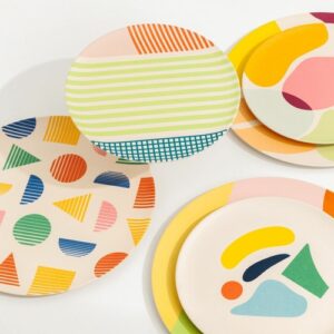 4pc Bamboo Plate Set - Salad, Eco-Friendly Dinnerware