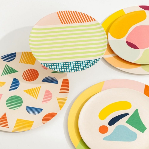 4pc Bamboo Plate Set - Salad, Eco-Friendly Dinnerware