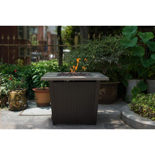 32" Square Outdoor Propane Fire Pit Table for Patio