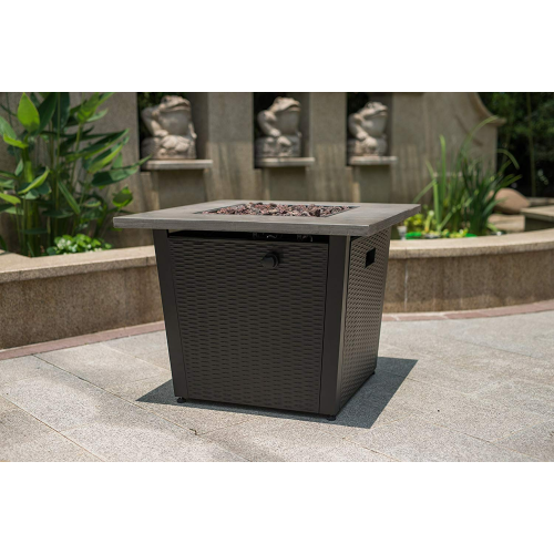 32" Square Outdoor Propane Fire Pit Table for Patio