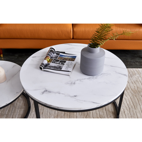 Modern Marble Top Nesting Coffee Table Set – 2 Pieces