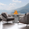 28" Outdoor Propane Fire Pit Table with Hammered Silver Finish