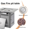 28" Outdoor Propane Fire Pit Table with Hammered Silver Finish