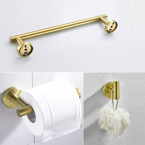 Golden 3-Piece Bathroom Hardware Set