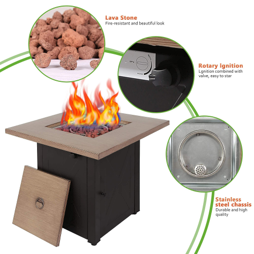 28" Outdoor Gas Fire Pit Table – Propane Patio Firetable