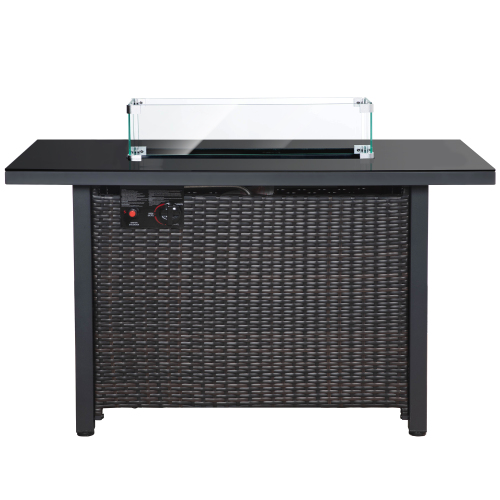 Rattan Propane Outdoor Fire Pit Table with Lid - Durable & CSA Approved