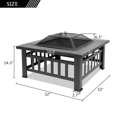 Portable Courtyard Metal Fire Bowl Pit with Accessories