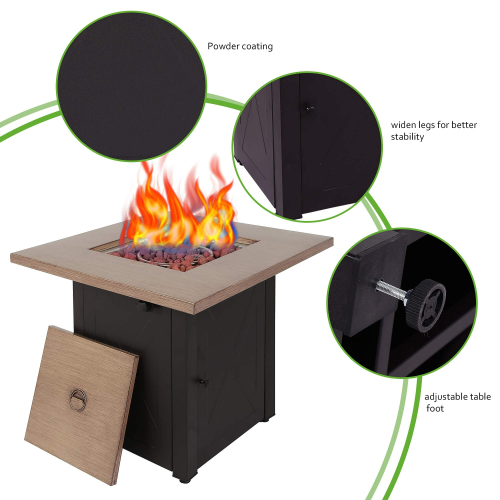 28" Outdoor Gas Fire Pit Table – Propane Patio Firetable
