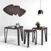3 Set Nesting Triangle End Coffee Tables – Rustic Brown