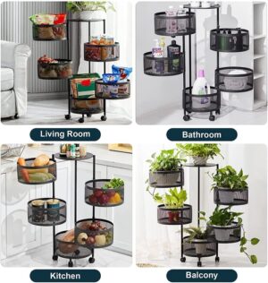 Rotating Fruit and Vegetable Basket, 5-Layer Round Storage