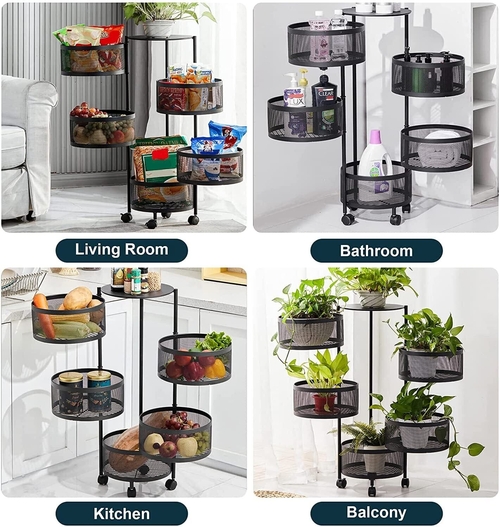 Rotating Fruit and Vegetable Basket, 5-Layer Round Storage