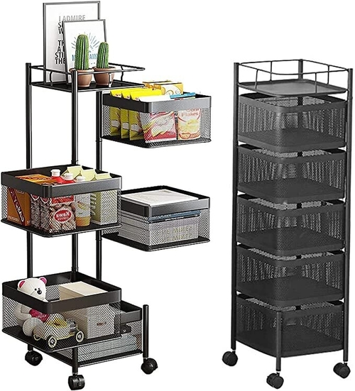 Rotating Fruit and Vegetable Basket, 5-Layer Round Storage