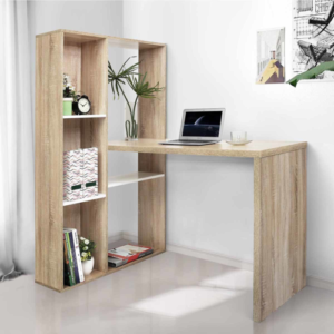 2-in-1 L-Shaped Desk with Reversible Shelves