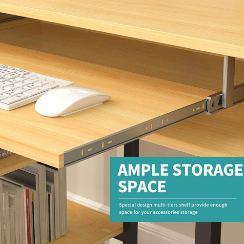 Study Writing Desk with Keyboard Tray and Shelves