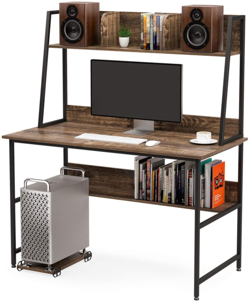 47-Inch Computer Desk with Shelves and Hutch