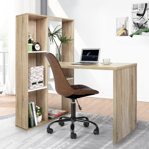 2-in-1 L-Shaped Desk with Reversible Shelves