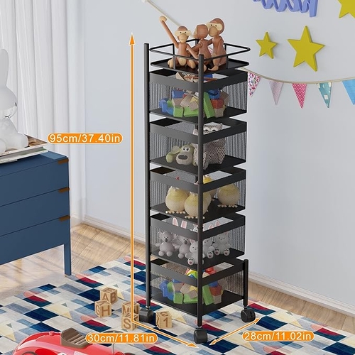 Rotating Fruit and Vegetable Basket, 5-Layer Round Storage