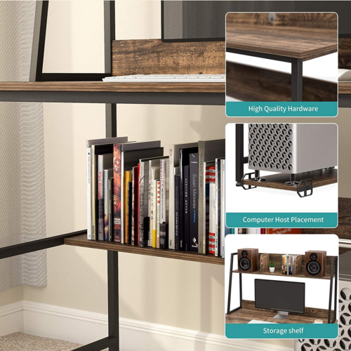 47-Inch Computer Desk with Shelves and Hutch