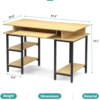 Study Writing Desk with Keyboard Tray and Shelves