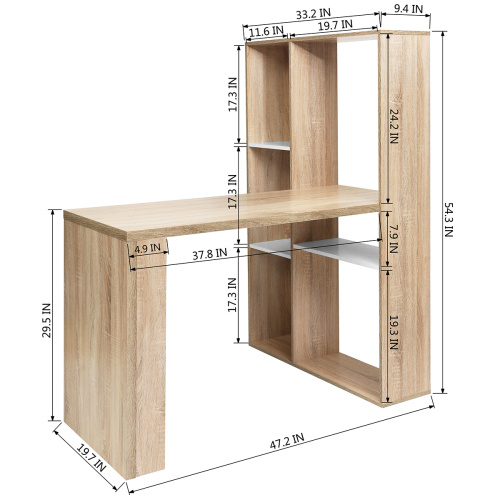 2-in-1 L-Shaped Desk with Reversible Shelves