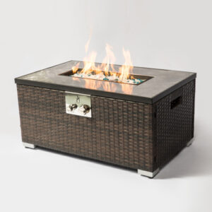 Elegant Rectangular Rattan Fire Pit Table – CSA Approved