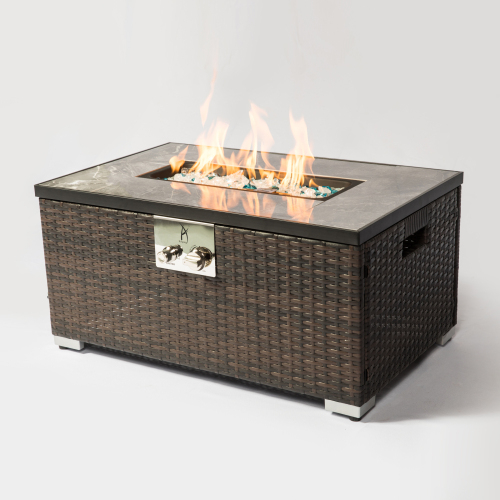Elegant Rectangular Rattan Fire Pit Table – CSA Approved