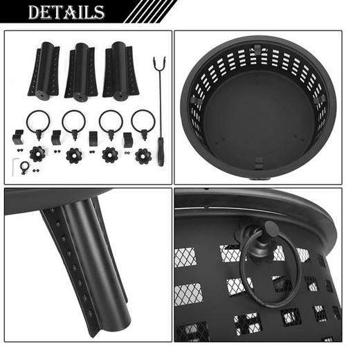 26” Round Lattice Fire Bowl - Durable Steel Outdoor Fire Pit