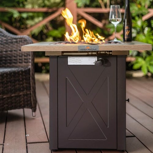 28" Outdoor Gas Fire Pit Table – Propane Patio Firetable
