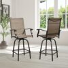 Outdoor Swivel Bar Stools with Quick-Dry Padded Sling Seats