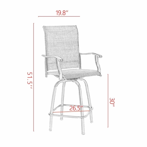 Outdoor Swivel Bar Stools with Quick-Dry Padded Sling Seats