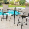 Outdoor Swivel Bar Stools with Quick-Dry Padded Sling Seats