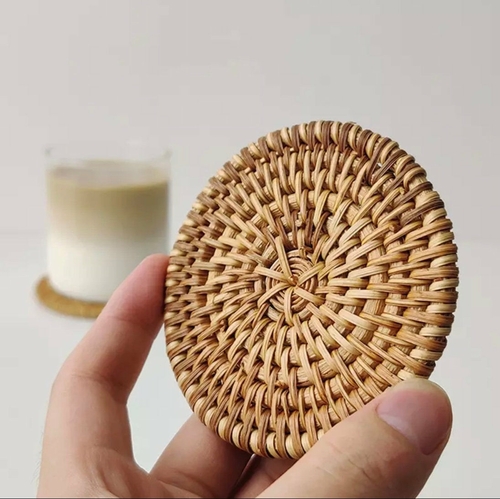 Handmade Rattan Coasters, Table Décor Set of 4
