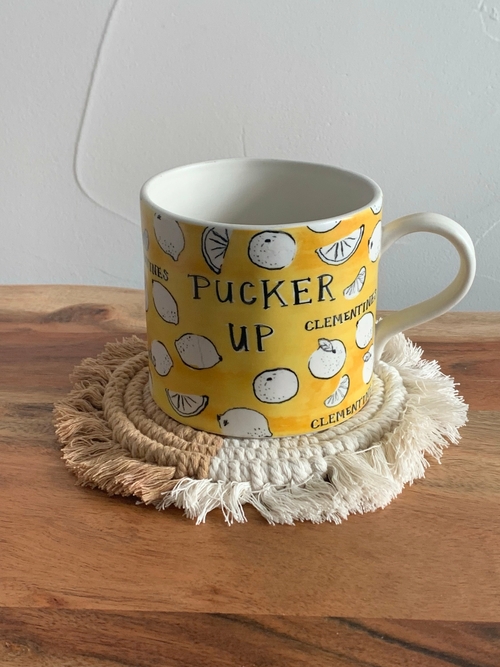 Macramé Drink Coasters, Handwoven Cotton, 7 Inches