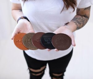 Genuine Leather Coaster Set, Personalized Drink Coasters
