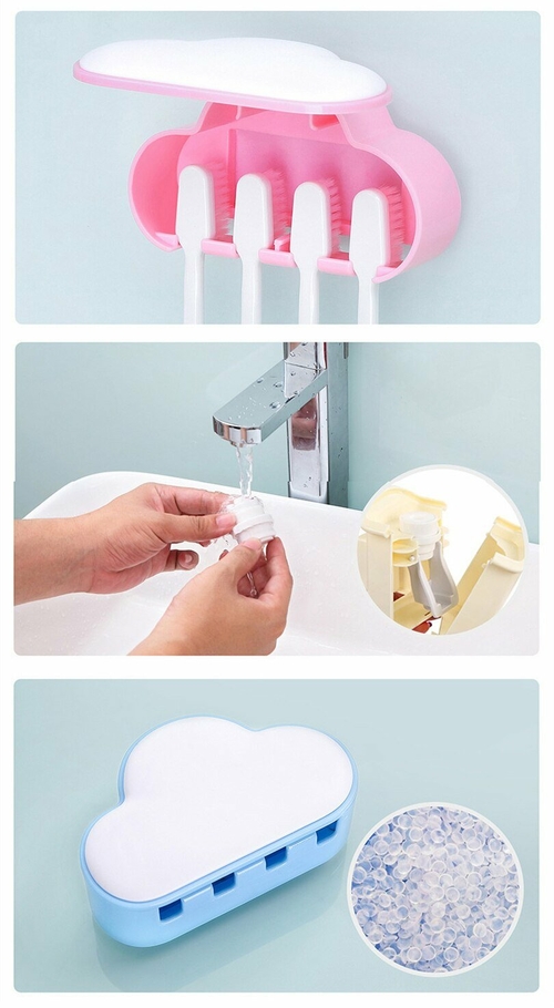 Cloud Toothbrush Holder with Toothpaste Dispenser