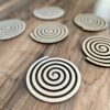 Wood Spiral Coasters, Laser-Cut Baltic Birch Plywood