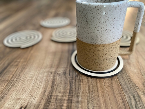 Wood Spiral Coasters, Laser-Cut Baltic Birch Plywood
