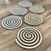 Wood Spiral Coasters, Laser-Cut Baltic Birch Plywood