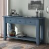 Rustic Solid Wood Console Table with Storage Drawers