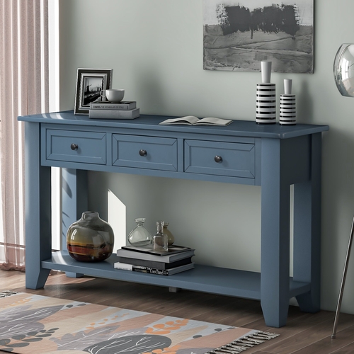 Rustic Solid Wood Console Table with Storage Drawers